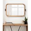 imageKate and Laurel Hogan Wood Rounded Rectangle Pivot Mirror 20 x 33 Natural Brown Wood Decorative Adjustable Round Rectangular Bathroom Pivot Mirror for Transitional Wall DcorNatural