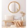 imageKate and Laurel Rahfy Boho Round Rattan Mirror 28 Inch Diameter Natural Wood Decorative Round Wood Mirror with Authentic Rattan Frame for Boho Wall DecorNatural