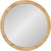 imageKate and Laurel Rahfy Boho Round Rattan Mirror 28 Inch Diameter Natural Wood Decorative Round Wood Mirror with Authentic Rattan Frame for Boho Wall DecorNatural