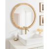 imageKate and Laurel Rahfy Boho Round Rattan Mirror 28 Inch Diameter Natural Wood Decorative Round Wood Mirror with Authentic Rattan Frame for Boho Wall DecorNatural