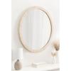 imageKate and Laurel Rahfy Boho Round Rattan Mirror 28 Inch Diameter Natural Wood Decorative Round Wood Mirror with Authentic Rattan Frame for Boho Wall DecorWhite