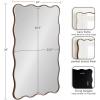 imageKate and Laurel Viona Modern Scalloped Rectangle Panel Mirror 18 x 48 Gold Decorative Wavy FullBody Mirror with Unique Rippled Edge for Use as Entryway Wall DecorBronze