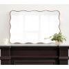 imageKate and Laurel Viona Modern Scalloped Rectangle Panel Mirror 18 x 48 Gold Decorative Wavy FullBody Mirror with Unique Rippled Edge for Use as Entryway Wall DecorBronze