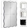imageKate and Laurel Viona Modern Scalloped Rectangle Panel Mirror 18 x 48 Gold Decorative Wavy FullBody Mirror with Unique Rippled Edge for Use as Entryway Wall DecorNavy Blue