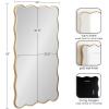 imageKate and Laurel Viona Modern Scalloped Rectangle Panel Mirror 18 x 48 Gold Decorative Wavy FullBody Mirror with Unique Rippled Edge for Use as Entryway Wall DecorGold