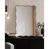 imageKate and Laurel Viona Modern Scalloped Rectangle Panel Mirror 18 x 48 Gold Decorative Wavy FullBody Mirror with Unique Rippled Edge for Use as Entryway Wall DecorBlack