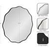 imageKate and Laurel Viona Modern Scalloped Round Mirror 32 Inch Diameter Bronze Decorative Circle Bathroom Mirror for Over Sink with Unique Rippled Edge for Wavy Wall Decor AccentBlack