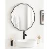 imageKate and Laurel Viona Modern Scalloped Round Mirror 32 Inch Diameter Bronze Decorative Circle Bathroom Mirror for Over Sink with Unique Rippled Edge for Wavy Wall Decor AccentBlack