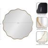 imageKate and Laurel Viona Modern Scalloped Round Mirror 32 Inch Diameter Bronze Decorative Circle Bathroom Mirror for Over Sink with Unique Rippled Edge for Wavy Wall Decor AccentGold