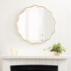 imageKate and Laurel Viona Modern Scalloped Round Mirror 32 Inch Diameter Bronze Decorative Circle Bathroom Mirror for Over Sink with Unique Rippled Edge for Wavy Wall Decor AccentGold