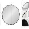 imageKate and Laurel Viona Modern Scalloped Round Mirror 32 Inch Diameter Bronze Decorative Circle Bathroom Mirror for Over Sink with Unique Rippled Edge for Wavy Wall Decor AccentBlack