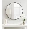 imageKate and Laurel Viona Modern Scalloped Round Mirror 32 Inch Diameter Bronze Decorative Circle Bathroom Mirror for Over Sink with Unique Rippled Edge for Wavy Wall Decor AccentBlack
