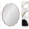 imageKate and Laurel Viona Modern Scalloped Round Mirror 32 Inch Diameter Bronze Decorative Circle Bathroom Mirror for Over Sink with Unique Rippled Edge for Wavy Wall Decor AccentBronze