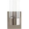 imageKate and Laurel Zabler Modern Metal Wall Sconce 5 x 6 x 10 Antique Nickel Round Candle Holder with Removable Glass Cylinder for Flameless Candle Display in Bedroom or Bathroom