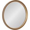imageKate and Laurel Hatherleigh Modern MidCentury Round Wooden Wall Mirror 30 Inch Diameter Walnut Brown Decorative Wood Circle Wall Accent for Use as Bathroom Mirror for Over SinkGold