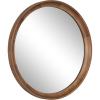 imageKate and Laurel Hatherleigh Modern MidCentury Round Wooden Wall Mirror 30 Inch Diameter Walnut Brown Decorative Wood Circle Wall Accent for Use as Bathroom Mirror for Over SinkRustic Brown