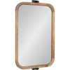 imageKate and Laurel Hogan Wood Rounded Rectangle Pivot Mirror 20 x 33 Natural Brown Wood Decorative Adjustable Round Rectangular Bathroom Pivot Mirror for Transitional Wall DcorNatural