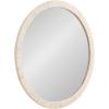 imageKate and Laurel Rahfy Boho Round Rattan Mirror 28 Inch Diameter Natural Wood Decorative Round Wood Mirror with Authentic Rattan Frame for Boho Wall DecorWhite