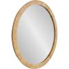 imageKate and Laurel Rahfy Boho Round Rattan Mirror 28 Inch Diameter Natural Wood Decorative Round Wood Mirror with Authentic Rattan Frame for Boho Wall DecorNatural