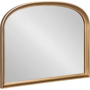 imageKate and Laurel Hatherleigh Modern Arched Wooden Wall Mirror 34 x 28 Rustic Brown Decorative Wood Basket Arch Mirror for Use as Vanity Bathroom Accent or Living Room Mantel DecorGold