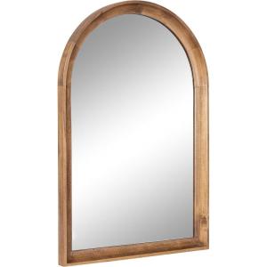 imageKate and Laurel Hatherleigh Vintage Arched Wooden Wall Mirror 24 x 36 Antique Gold Decorative Arch Mirror for Use as Vanity Bathroom Mirror or Fireplace Mantel MirrorRustic Brown