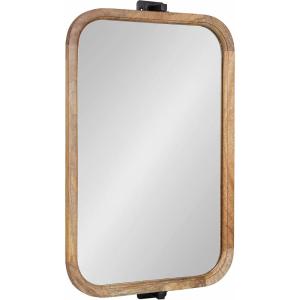 imageKate and Laurel Hogan Wood Rounded Rectangle Pivot Mirror 20 x 33 Natural Brown Wood Decorative Adjustable Round Rectangular Bathroom Pivot Mirror for Transitional Wall DcorNatural