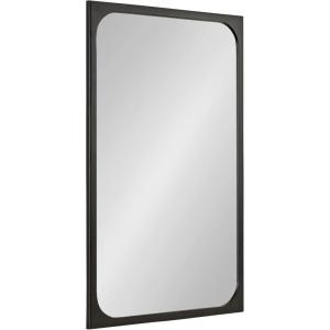 imageKate and Laurel Kenai Modern Rectangle Wooden Wall Mirror 24 x 36 Walnut Brown Decorative Wood Rectangular Mirror for Use as Bathroom Vanity Mirror or in Living Room Entryway or BedroomBlack