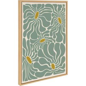 imageKate and Laurel Sylvie Fluid Flowers 1 Framed Canvas Wall Art by Carrie Cantwell 23x33 Natural Colorful Flower Illustration Art for Wall
