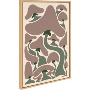 imageKate and Laurel Sylvie Groovy Mushrooms 1 Framed Canvas Wall Art by Carrie Cantwell 23x33 Natural Colorful Plant Illustration Art for Wall