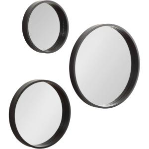 imageKate and Laurel Travis Modern Round Wall Mirror Set Set of 3 Varying Sizes Black Decorative ThreePiece Circle Mirror Set for Use as Bathroom Mirror Decor or Gallery Wall MirrorsBlack