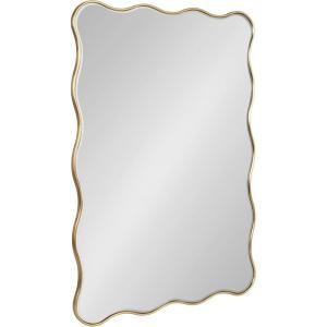imageKate and Laurel Viona Modern Scalloped Rectangle Panel Mirror 18 x 48 Gold Decorative Wavy FullBody Mirror with Unique Rippled Edge for Use as Entryway Wall DecorGold