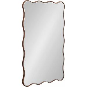 imageKate and Laurel Viona Modern Scalloped Rectangle Panel Mirror 18 x 48 Gold Decorative Wavy FullBody Mirror with Unique Rippled Edge for Use as Entryway Wall DecorBronze