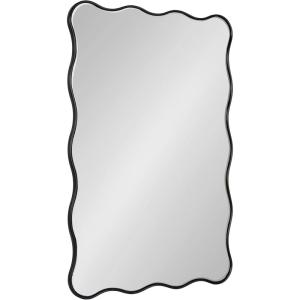 imageKate and Laurel Viona Modern Scalloped Rectangle Panel Mirror 18 x 48 Gold Decorative Wavy FullBody Mirror with Unique Rippled Edge for Use as Entryway Wall DecorBlack