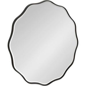 imageKate and Laurel Viona Modern Scalloped Round Mirror 32 Inch Diameter Bronze Decorative Circle Bathroom Mirror for Over Sink with Unique Rippled Edge for Wavy Wall Decor AccentBlack