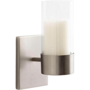 imageKate and Laurel Zabler Modern Metal Wall Sconce 5 x 6 x 10 Antique Nickel Round Candle Holder with Removable Glass Cylinder for Flameless Candle Display in Bedroom or Bathroom
