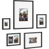 imageKate and Laurel Gallery Transitional Frame Set Set of 5 Rustic Brown Sophisticated Picture Frame Collage with Multiple Sizes IncludedBlack