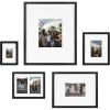 imageKate and Laurel Gallery Transitional Frame Set Set of 5 Rustic Brown Sophisticated Picture Frame Collage with Multiple Sizes IncludedBlack