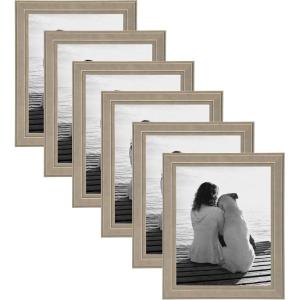 imageDesignOvation Kieva Solid Wood Picture Frame Distressed Gray 8x10 Pack of 6