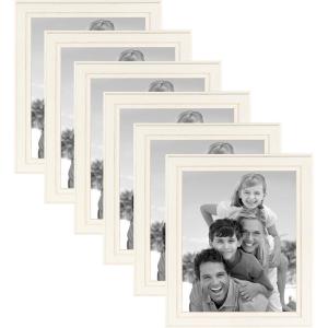 imageDesignOvation Kieva Solid Wood Picture Frame Distressed Soft White 8x10 Pack of 6White
