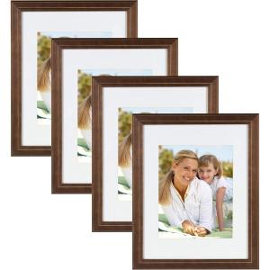 imageDesignOvation Kieva Solid Wood Picture Frames Gray 11x14 matted to 8x10 Pack of 4Brown