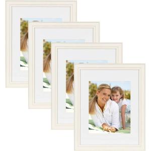 imageDesignOvation Kieva Solid Wood Picture Frames Gray 11x14 matted to 8x10 Pack of 4White