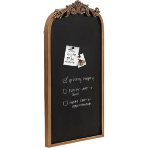 imageKate and Laurel Arendahl Decorative Vintage Arch Chalkboard 19 x 31 White Framed Arched Ornate Magnetic Chalkboard for Bedroom Organization or Entryway DecorGold