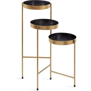 imageKate and Laurel Finn TriLevel Metal Plant Stand Bronze Decorative Hinged Tray Stand DisplayBlackGold