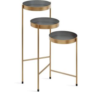 imageKate and Laurel Finn TriLevel Metal Plant Stand Bronze Decorative Hinged Tray Stand DisplayGoldGray