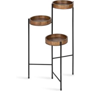 imageKate and Laurel Finn TriLevel Metal Plant Stand Bronze Decorative Hinged Tray Stand DisplayNaturalBlack