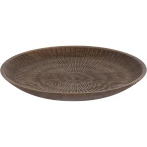 imageKate and Laurel Zandros Modern Round Carved Wood Tray 16 Inch Diameter Brown FoodSafe Serving Tray with Carved Pattern for Use as Ottoman Table Topper or Shallow Kitchen Fruit Bowl