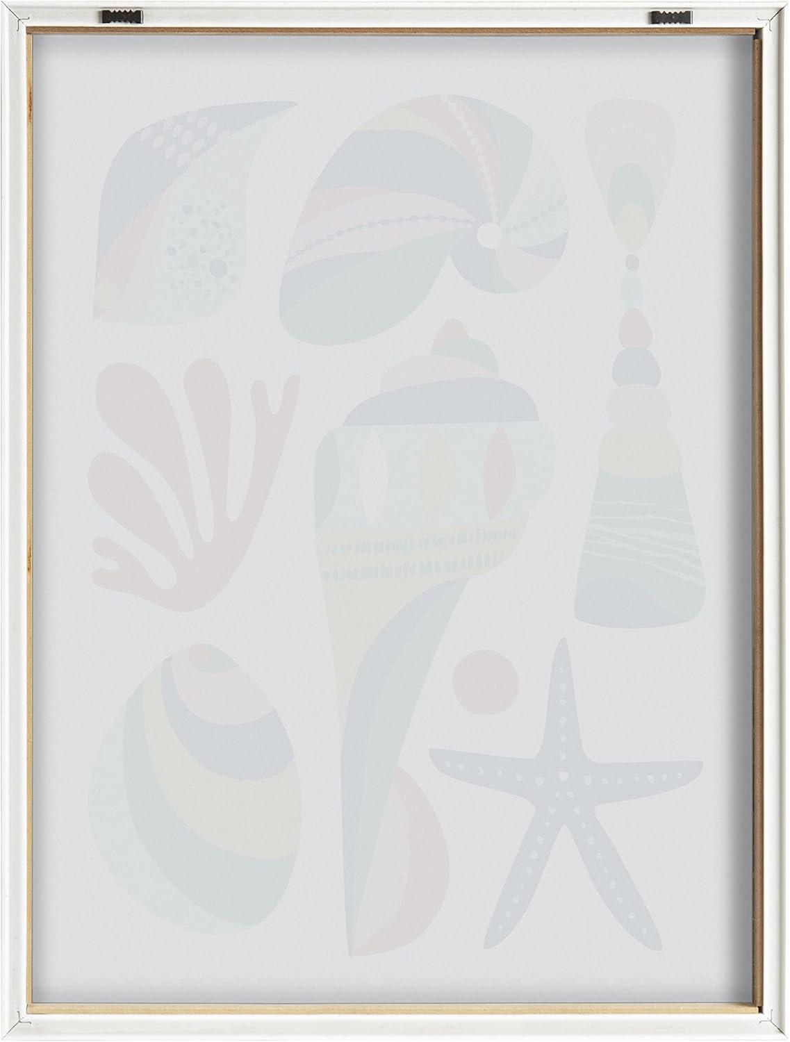 imageKate and Laurel Blake Modern Colorful Seashells Framed Printed Glass Wall Art by Rachel Lee of My Dream Wall 18x24 Natural Decorative Colorful Bathroom Art
