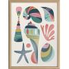 imageKate and Laurel Blake Modern Colorful Seashells Framed Printed Glass Wall Art by Rachel Lee of My Dream Wall 18x24 Natural Decorative Colorful Bathroom Art