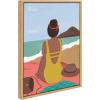imageKate and Laurel Sylvie Beach Solo Framed Canvas Wall Art by Queenbe Monyei 18x24 Natural Feminine Beach Wall Decor for Your Living Room Bedroom Or Bathroom
