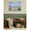 imageKate and Laurel Sylvie Beaded Summer Breeze Vintage Framed Canvas Wall Art by Abraham Hunter 28x38 White Ocean Beach Landscape Art for Wall